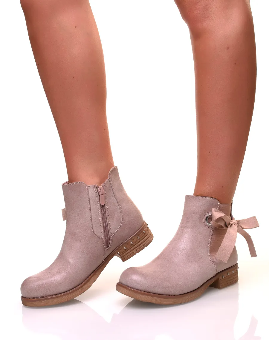 Chelsea boots vieux roses avec noeuds