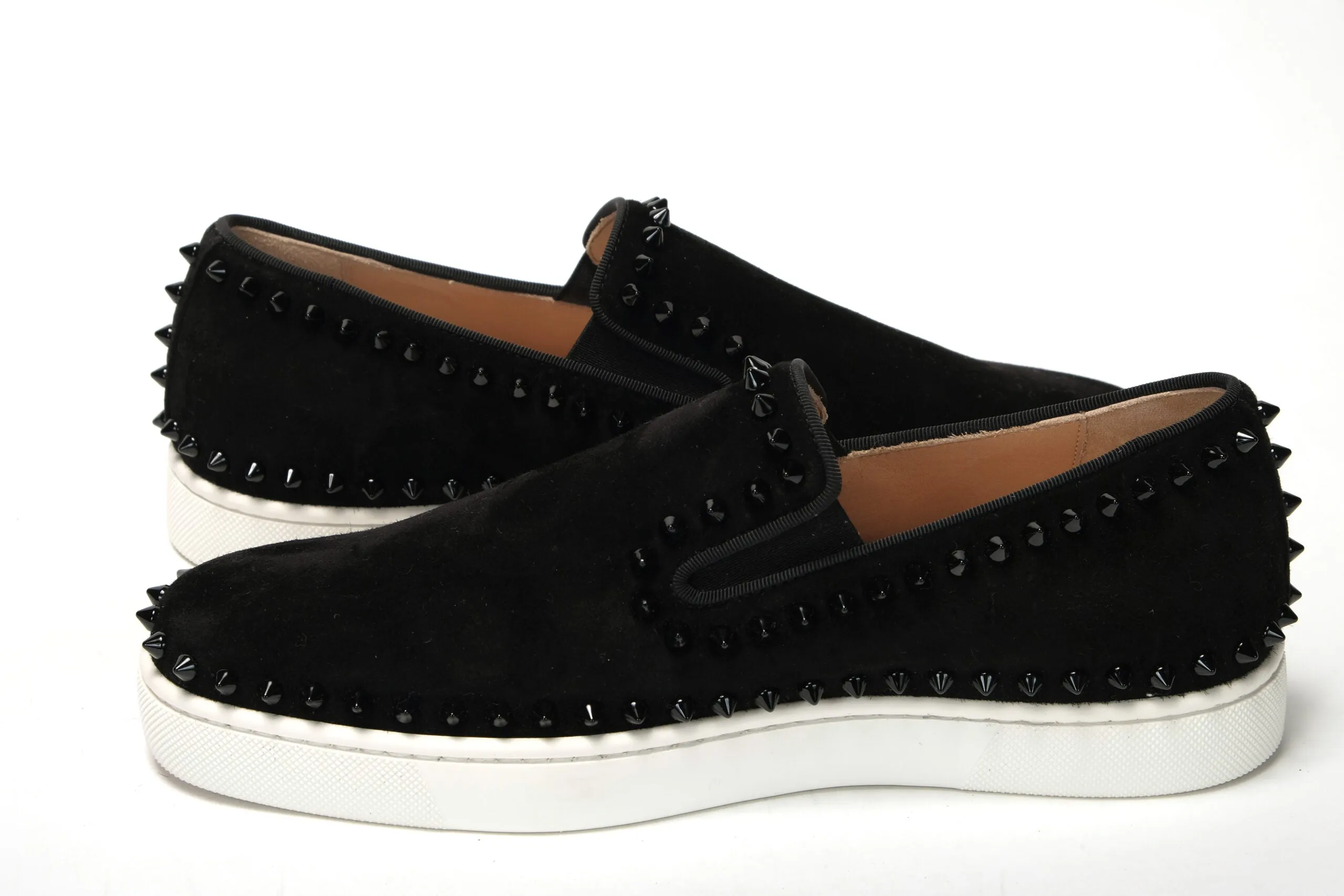 Christian Louboutin Black Pik Boat Flat Veau Shoes