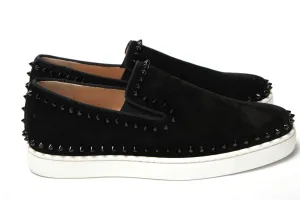 Christian Louboutin Black Pik Boat Flat Veau Shoes