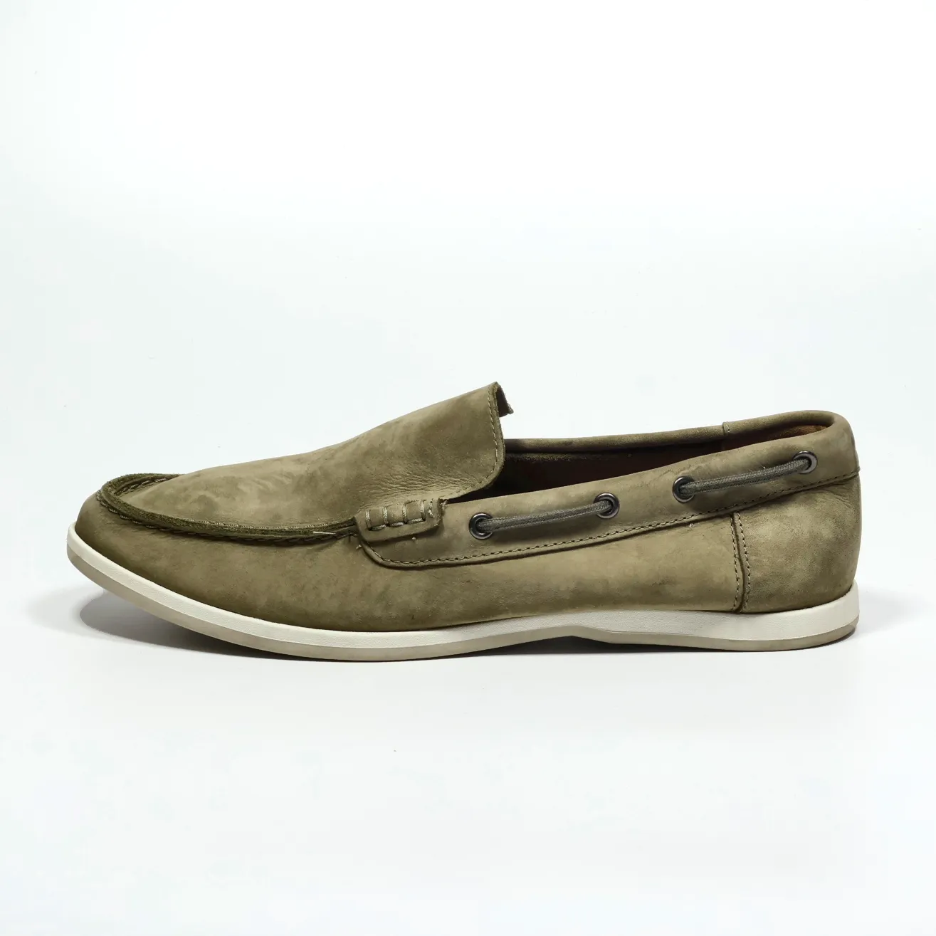 Clarks Boat Shoes Leather Green Colour For Men