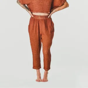 Crinkle Slouchy Pants - Terracotta