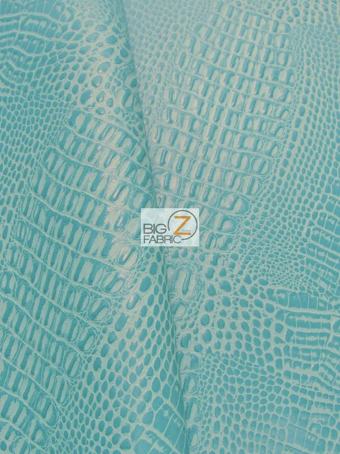 Crocodile Marine Vinyl Fabric - Auto/Boat - Upholstery Fabric / Fiji Turquoise / By The Roll - 30 Yards