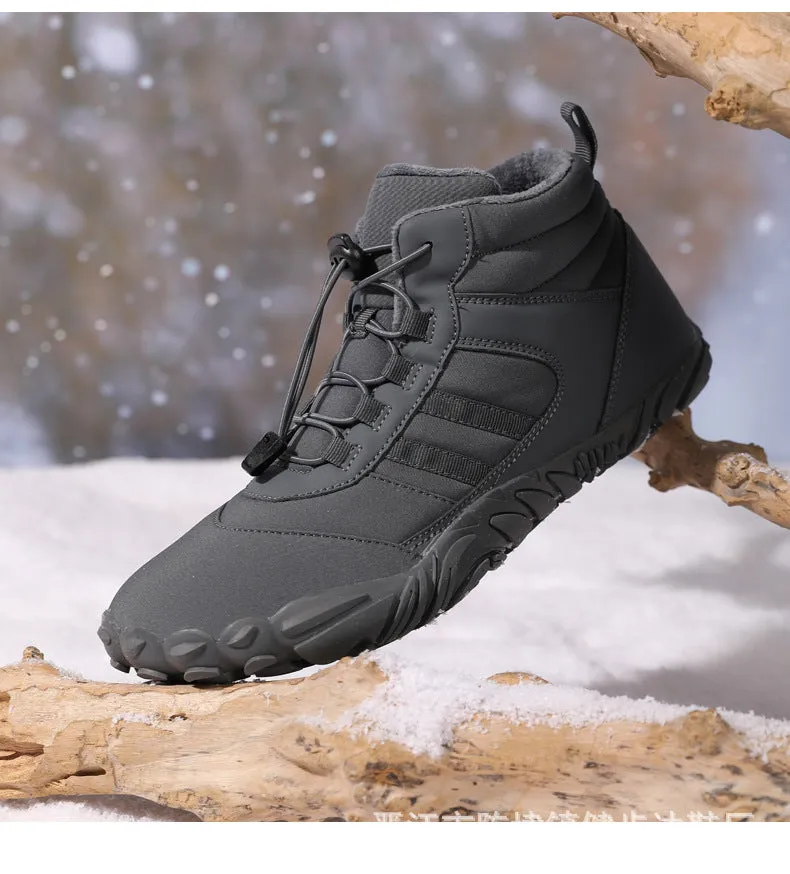 Damen Barfußschuhe Winter Wasserdicht Trailrunning Schuhe Warm Gefüttert Winterschuhe Unisex Outdoor Schneestiefel Rutschfeste Winterstiefel