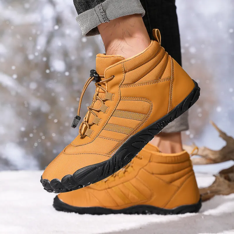 Damen Barfußschuhe Winter Wasserdicht Trailrunning Schuhe Warm Gefüttert Winterschuhe Unisex Outdoor Schneestiefel Rutschfeste Winterstiefel