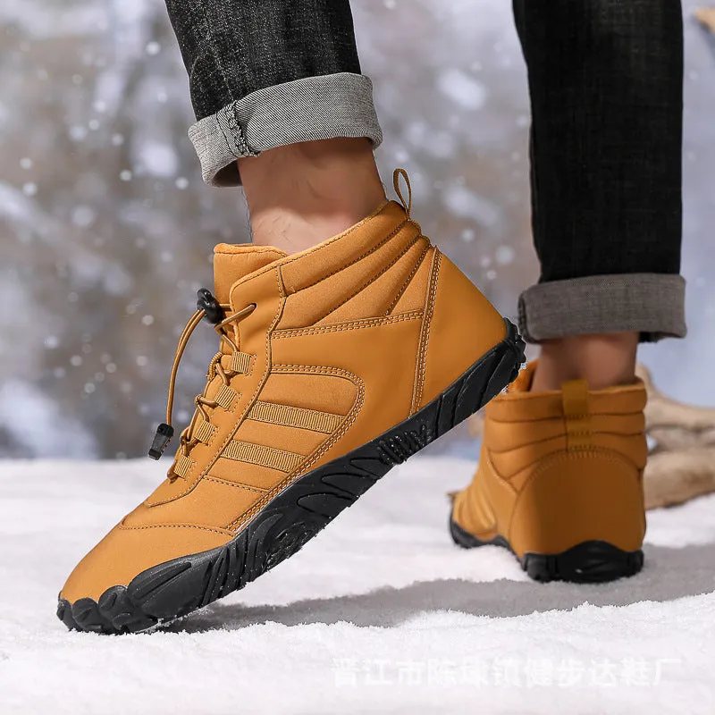 Damen Barfußschuhe Winter Wasserdicht Trailrunning Schuhe Warm Gefüttert Winterschuhe Unisex Outdoor Schneestiefel Rutschfeste Winterstiefel