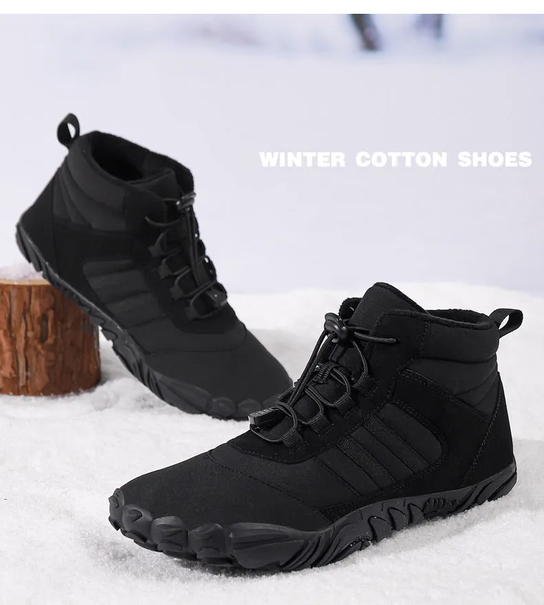 Damen Barfußschuhe Winter Wasserdicht Trailrunning Schuhe Warm Gefüttert Winterschuhe Unisex Outdoor Schneestiefel Rutschfeste Winterstiefel