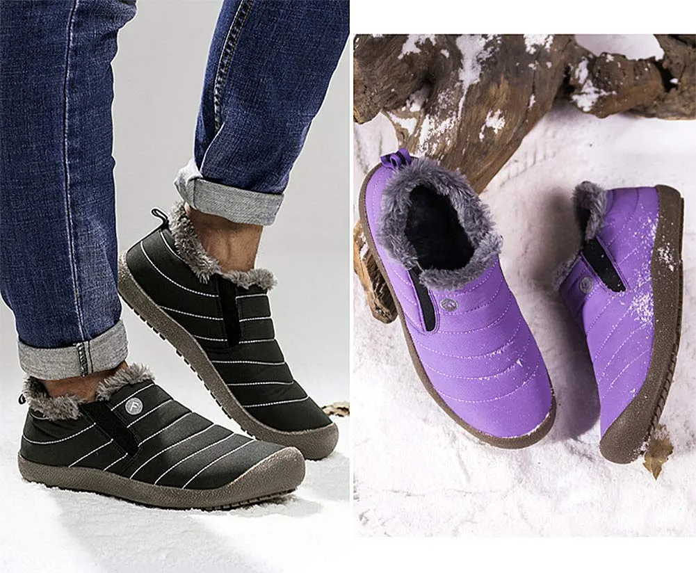 Damen Schneeschuhe Winterschuhe Slip On Ankle Booties Anti-Rutsch-Wasserbeständige Pelzgefütterte Outdoor-Sneakers