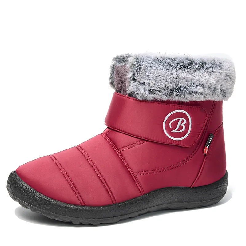 Damen Schneestiefel Winterschuhe mit pelzgefütterten warmen Schlupfstiefeln für Damen Wasserdichte Booties Bequeme Outdoor-Anti-Rutsch-Schuhe