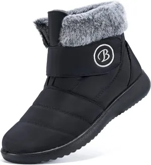 Damen Schneestiefel Winterschuhe mit pelzgefütterten warmen Schlupfstiefeln für Damen Wasserdichte Booties Bequeme Outdoor-Anti-Rutsch-Schuhe