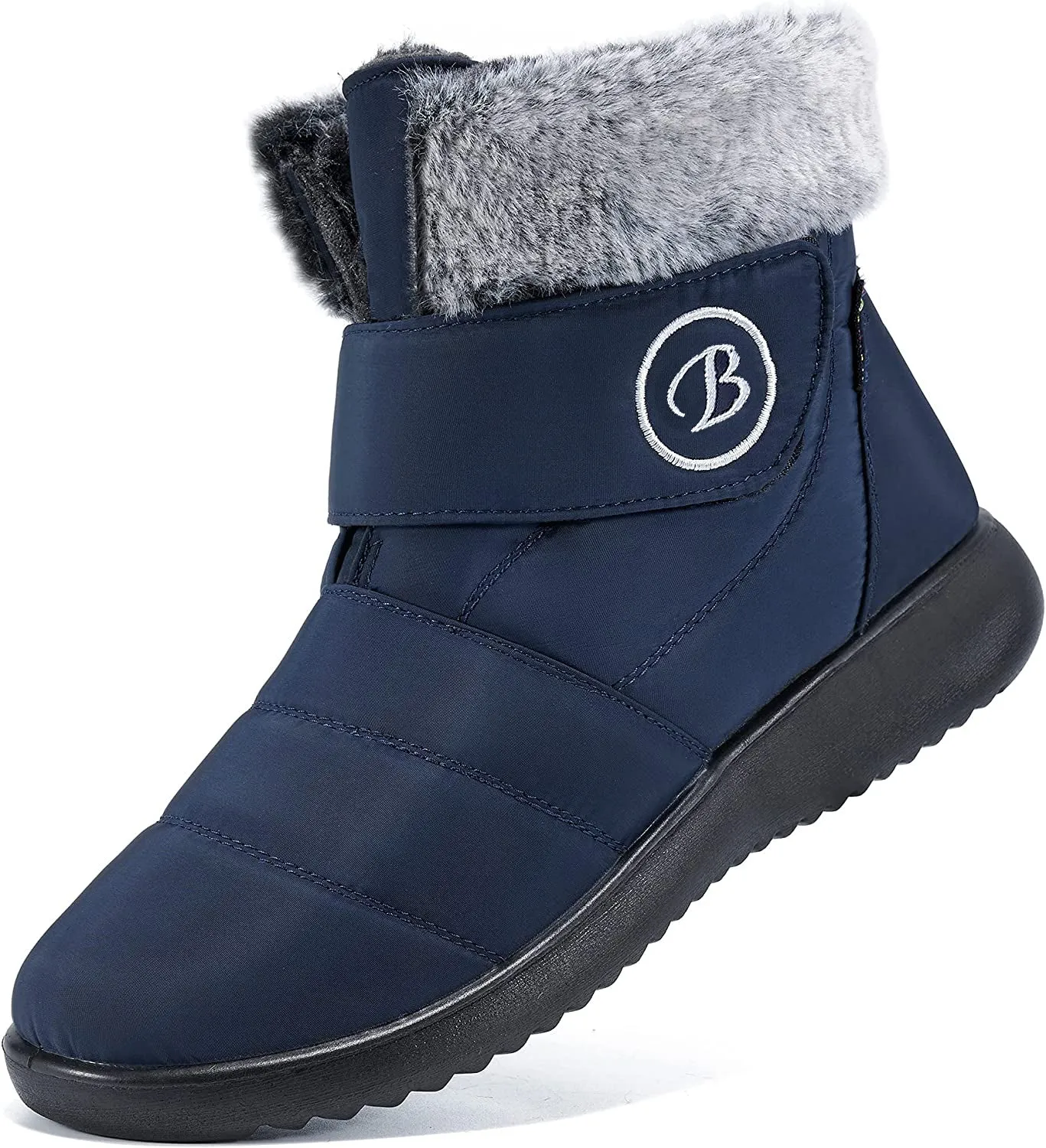 Damen Schneestiefel Winterschuhe mit pelzgefütterten warmen Schlupfstiefeln für Damen Wasserdichte Booties Bequeme Outdoor-Anti-Rutsch-Schuhe