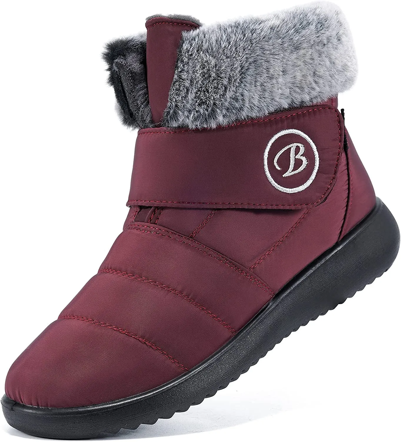 Damen Schneestiefel Winterschuhe mit pelzgefütterten warmen Schlupfstiefeln für Damen Wasserdichte Booties Bequeme Outdoor-Anti-Rutsch-Schuhe