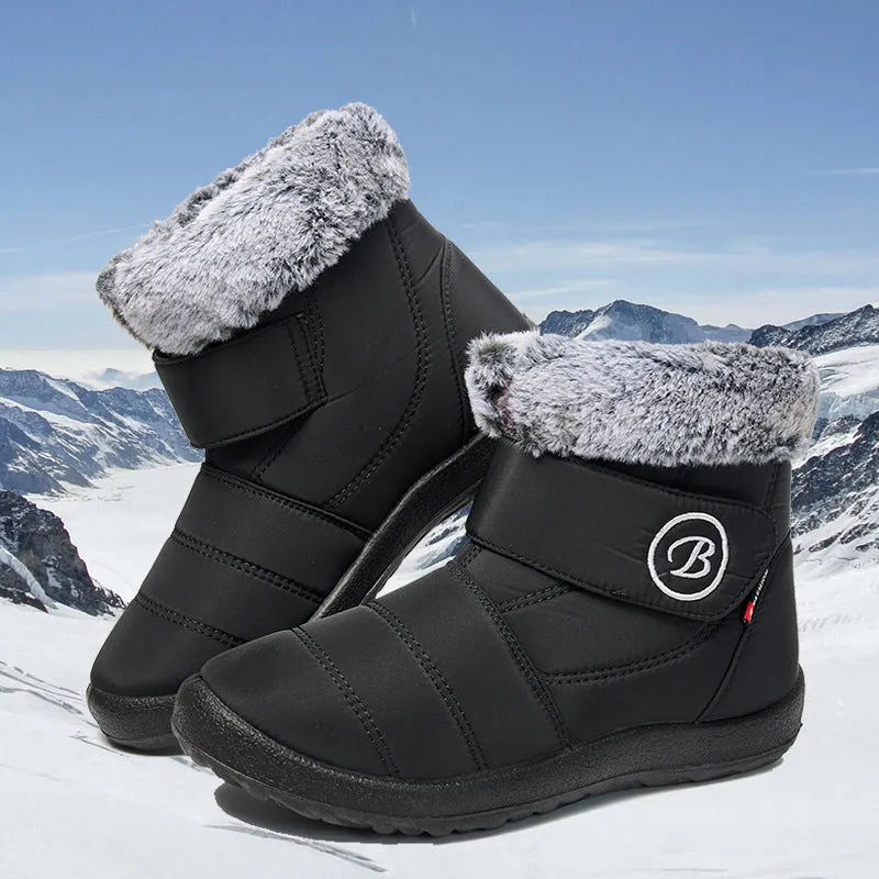 Damen Schneestiefel Winterschuhe mit pelzgefütterten warmen Schlupfstiefeln für Damen Wasserdichte Booties Bequeme Outdoor-Anti-Rutsch-Schuhe