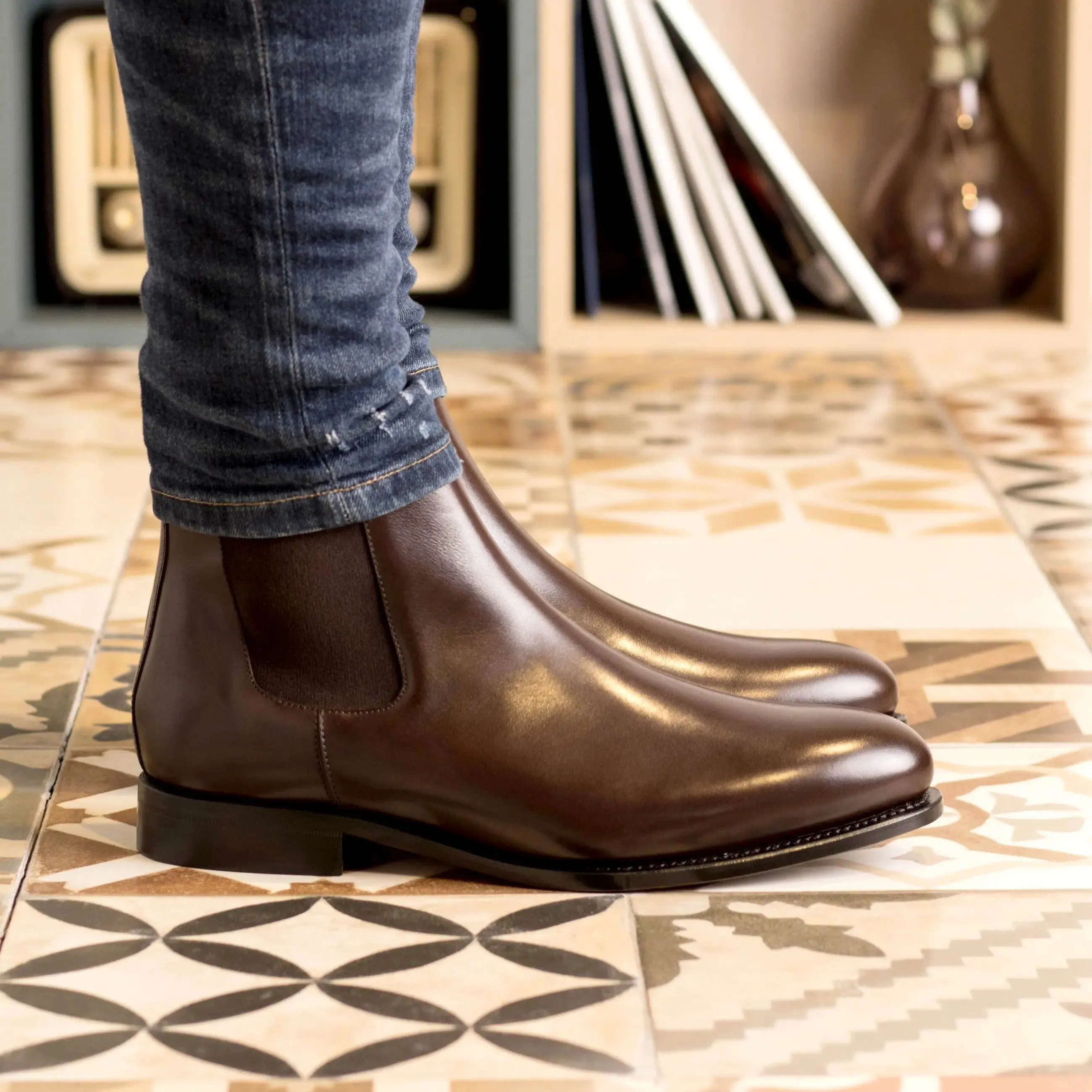 DapperFam Monza in Dark Brown Men's Italian Leather Chelsea Boot