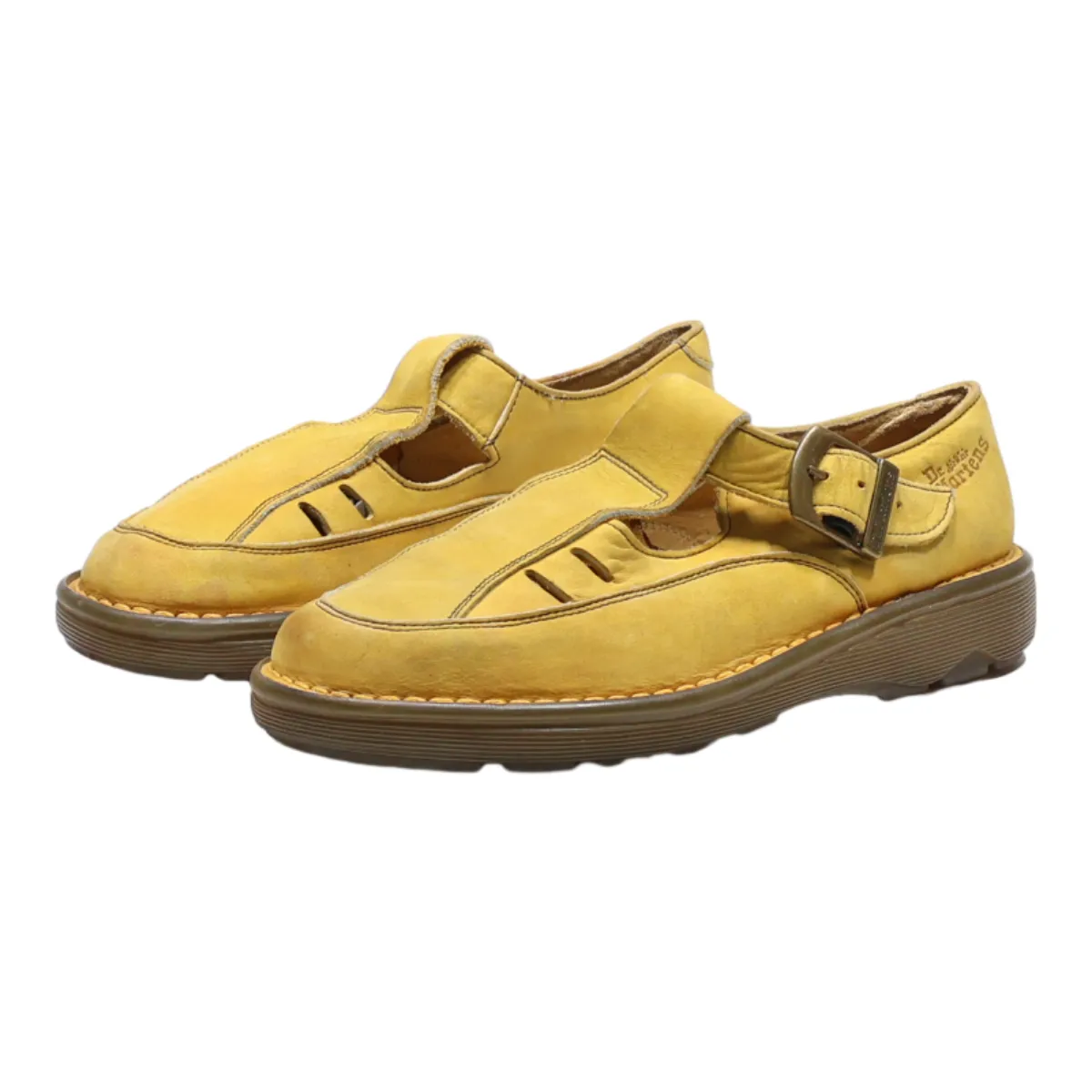 DR MARTENS Boat Shoes Yellow Leather Womens UK 5