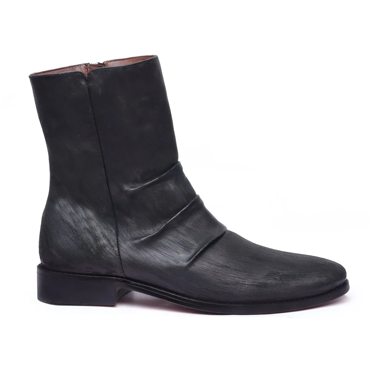 Dual Tone Black Grey Hand Painted Genuine Leather With Zip Closure Men's Chelsea Boots By Brune & Bareskin