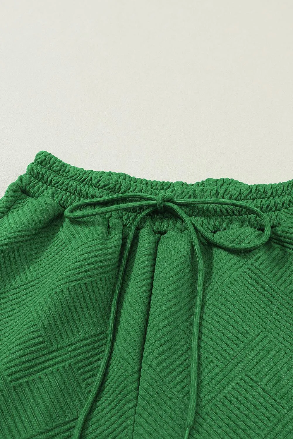 Elegant Green Textured Loungewear Set with Comfy Wide-Leg Pants