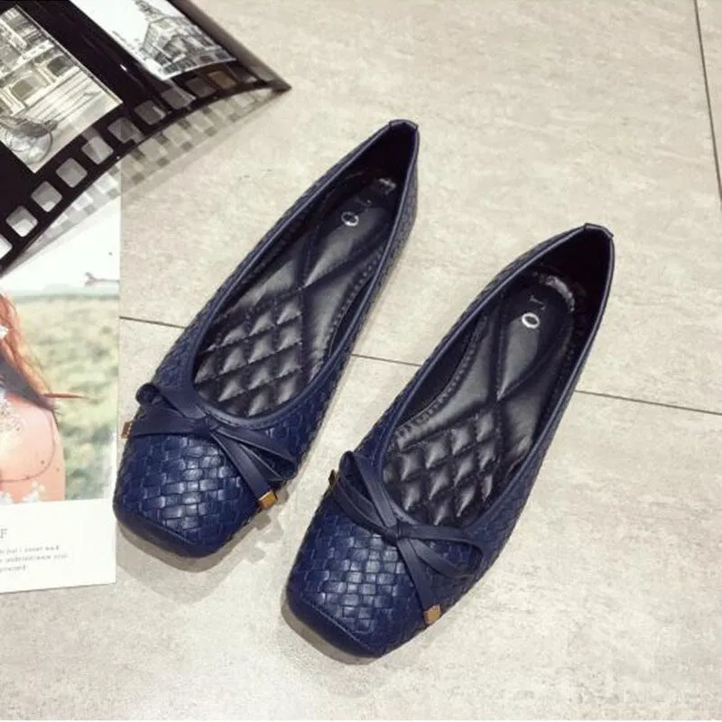 Fashion Flats for Women Boat Shoes Elegant Office Lady Shoes Casual Women Flats Soft Comfortable Flat Shoes Black Blue A3855