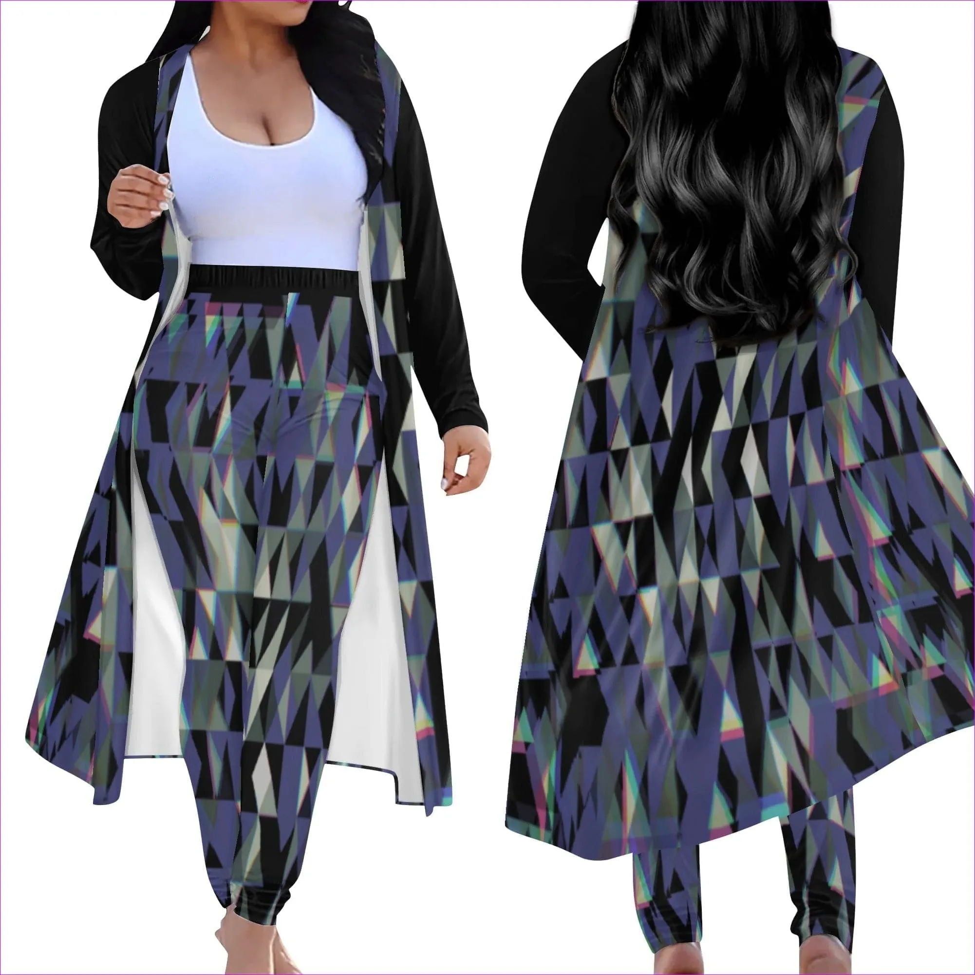 Fractured Womens Long Sleeve Cardigan and Leggings 2pcs