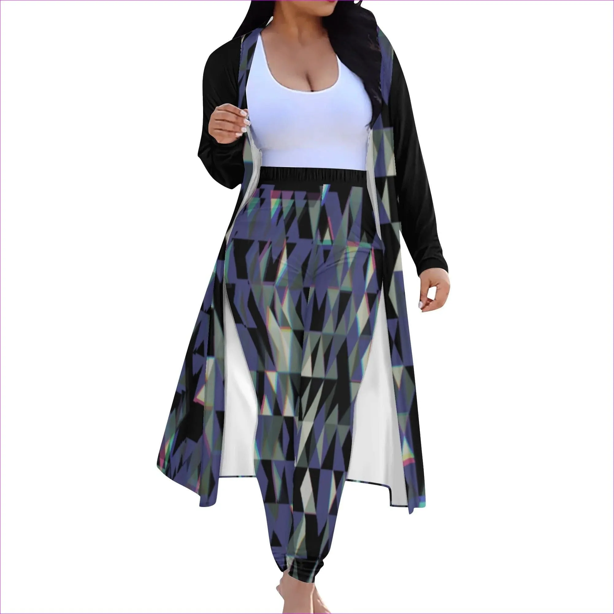 Fractured Womens Long Sleeve Cardigan and Leggings 2pcs