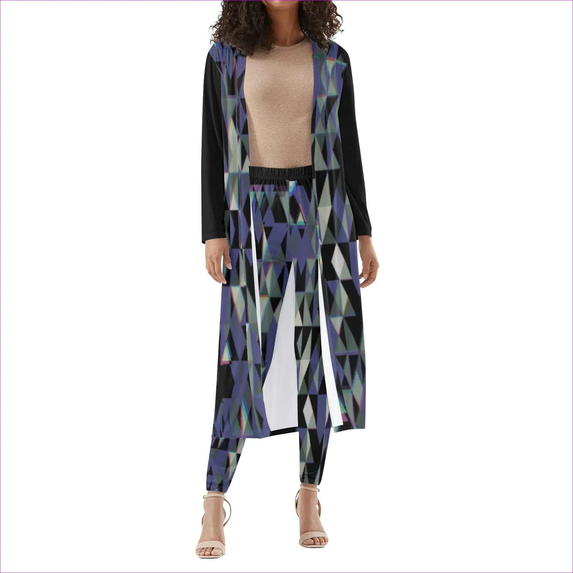 Fractured Womens Long Sleeve Cardigan and Leggings 2pcs