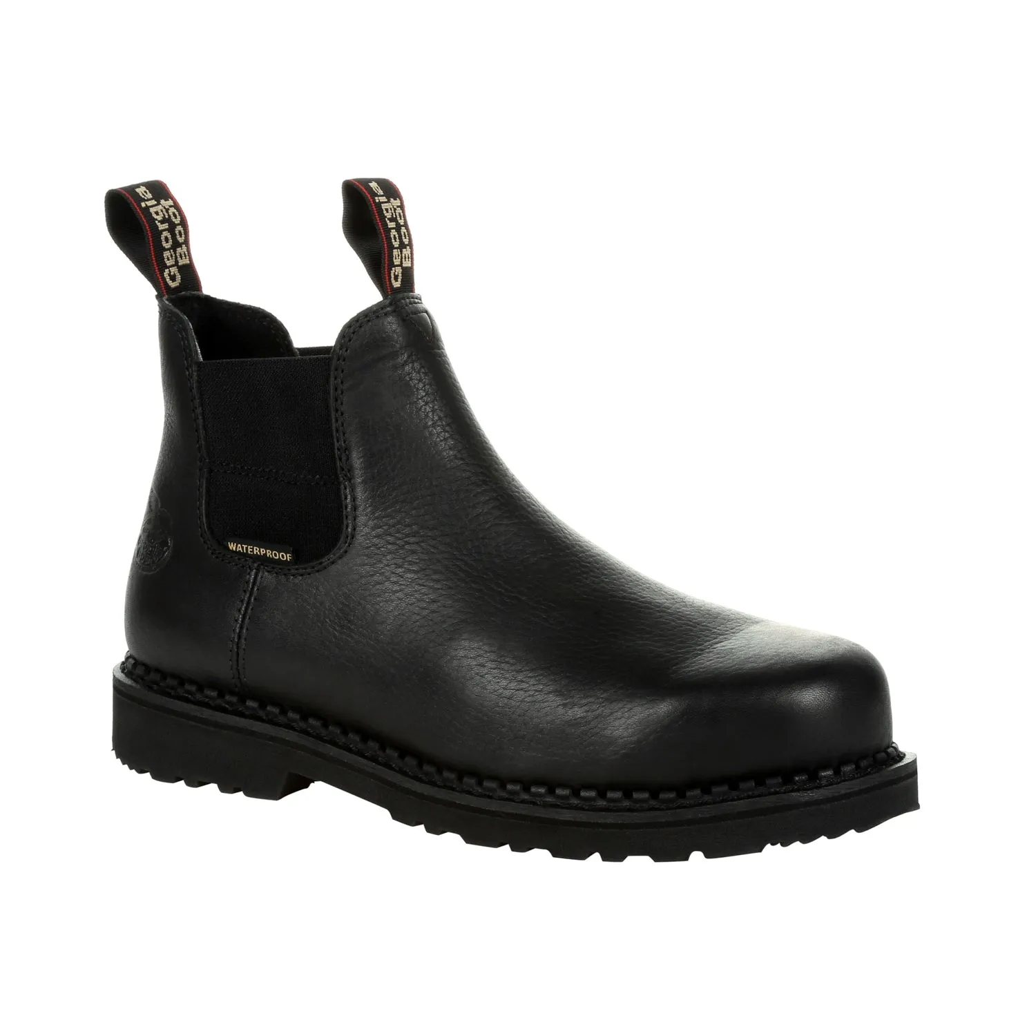 Georgia Mens Black Leather Giant Revamp WP Chelsea Work Boots