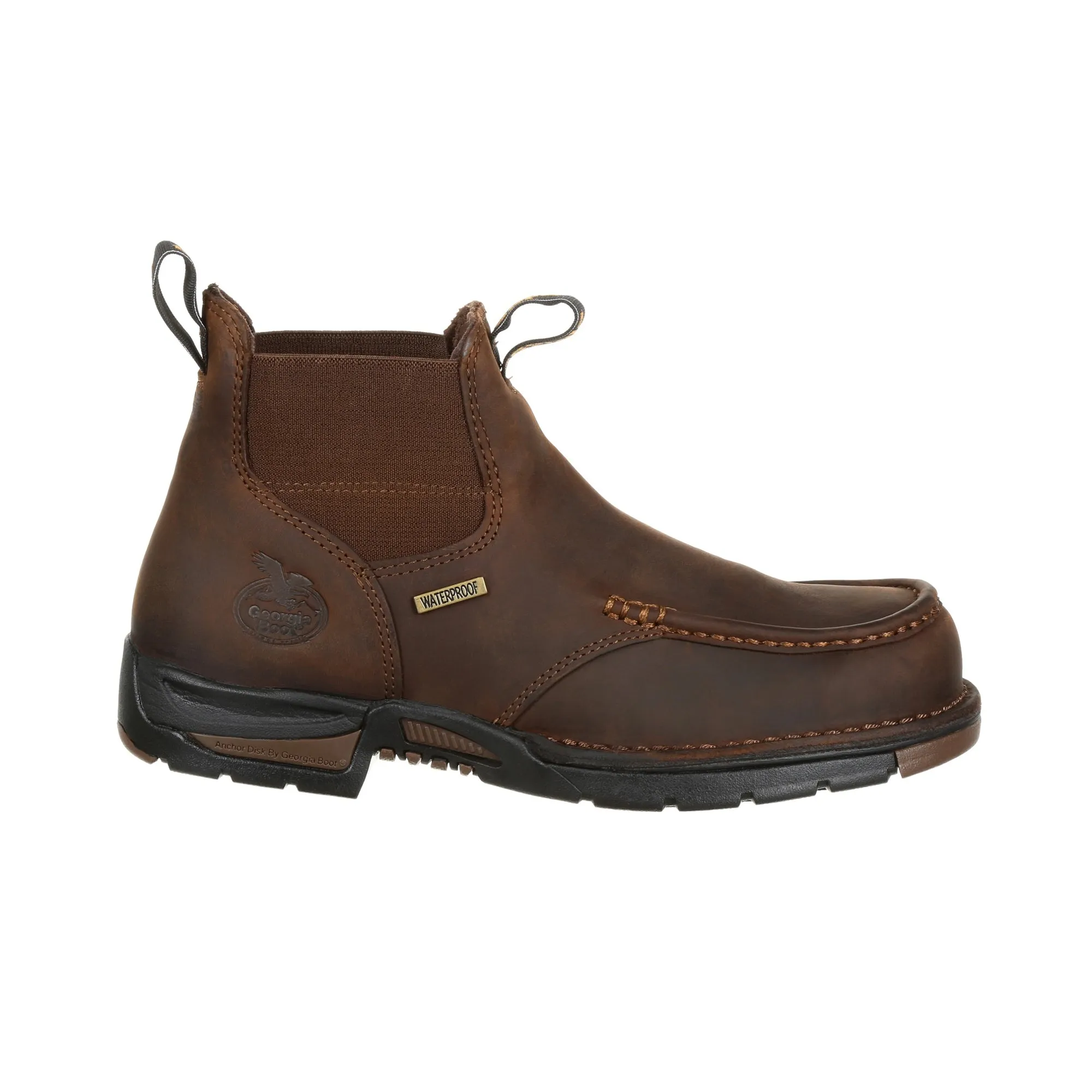 Georgia Mens Dark Brown Leather Athens Chelsea WP Work Boots