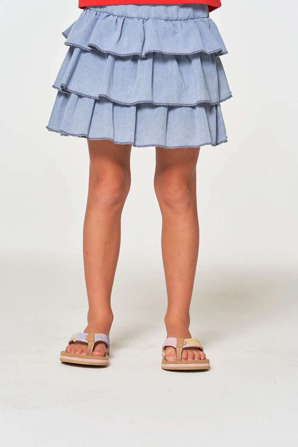 Girls Coastal Cloth Tiered Ruffle Skort