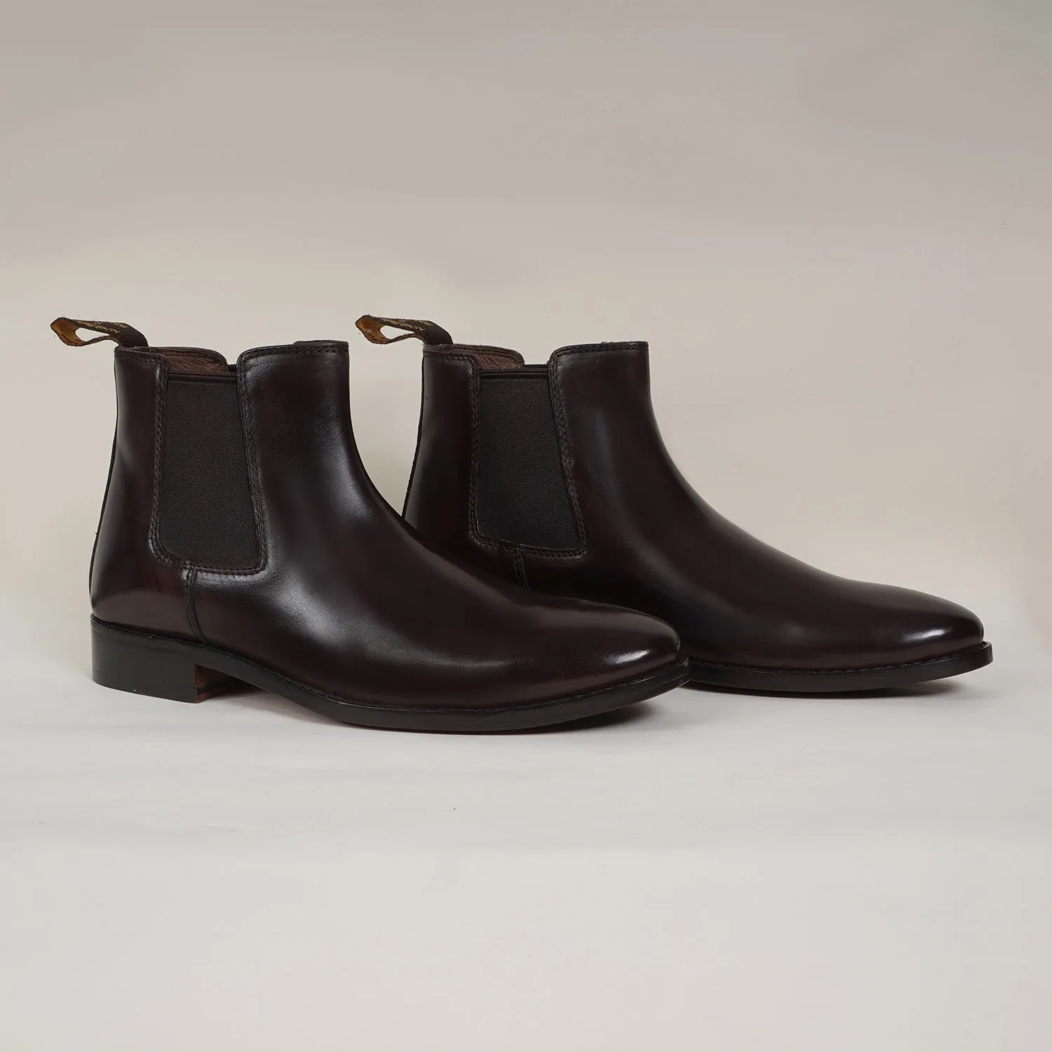 Hand Made Chelsea Boots in Dark Brown Leather For Men By Brune & Bareskin