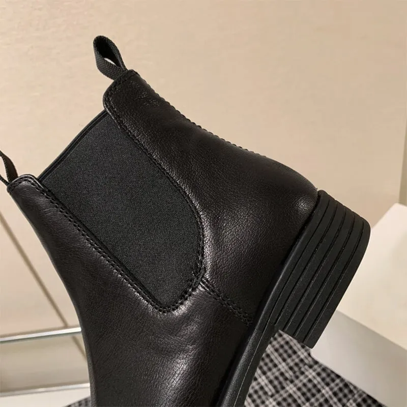 Handmade Leather Chelsea Boots For Women Brush-Off Ankle Boots Brown/Black