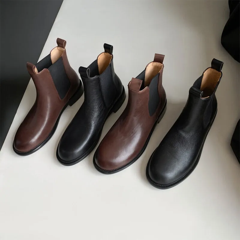 Handmade Leather Chelsea Boots For Women in Brown/Black