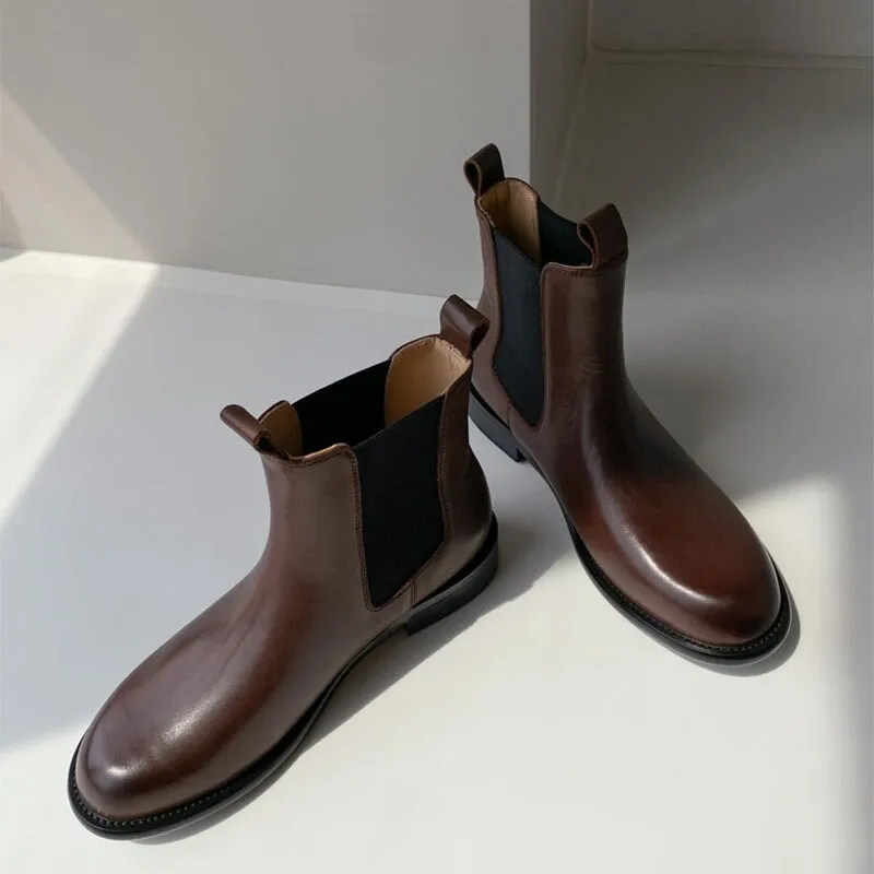 Handmade Leather Chelsea Boots For Women in Brown/Black