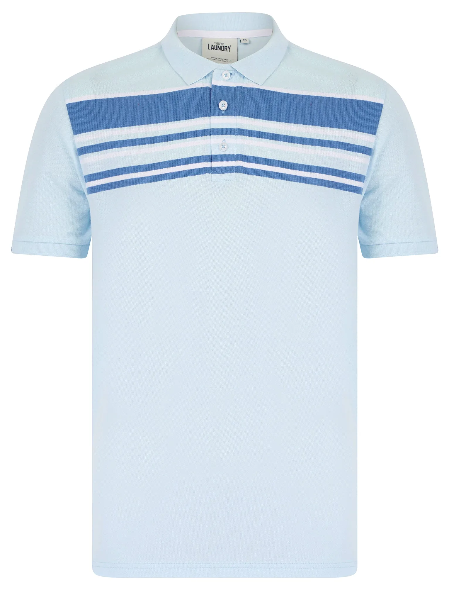 Hayden Yarn Dyed Stripe Cotton Pique Polo Shirt in Ice Water - Tokyo Laundry