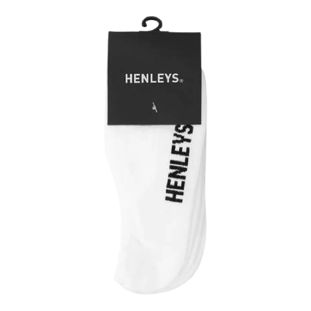 HENLEYS MENS CLASSIC INVISIBLE SOCKS 4 PACK - WHITE