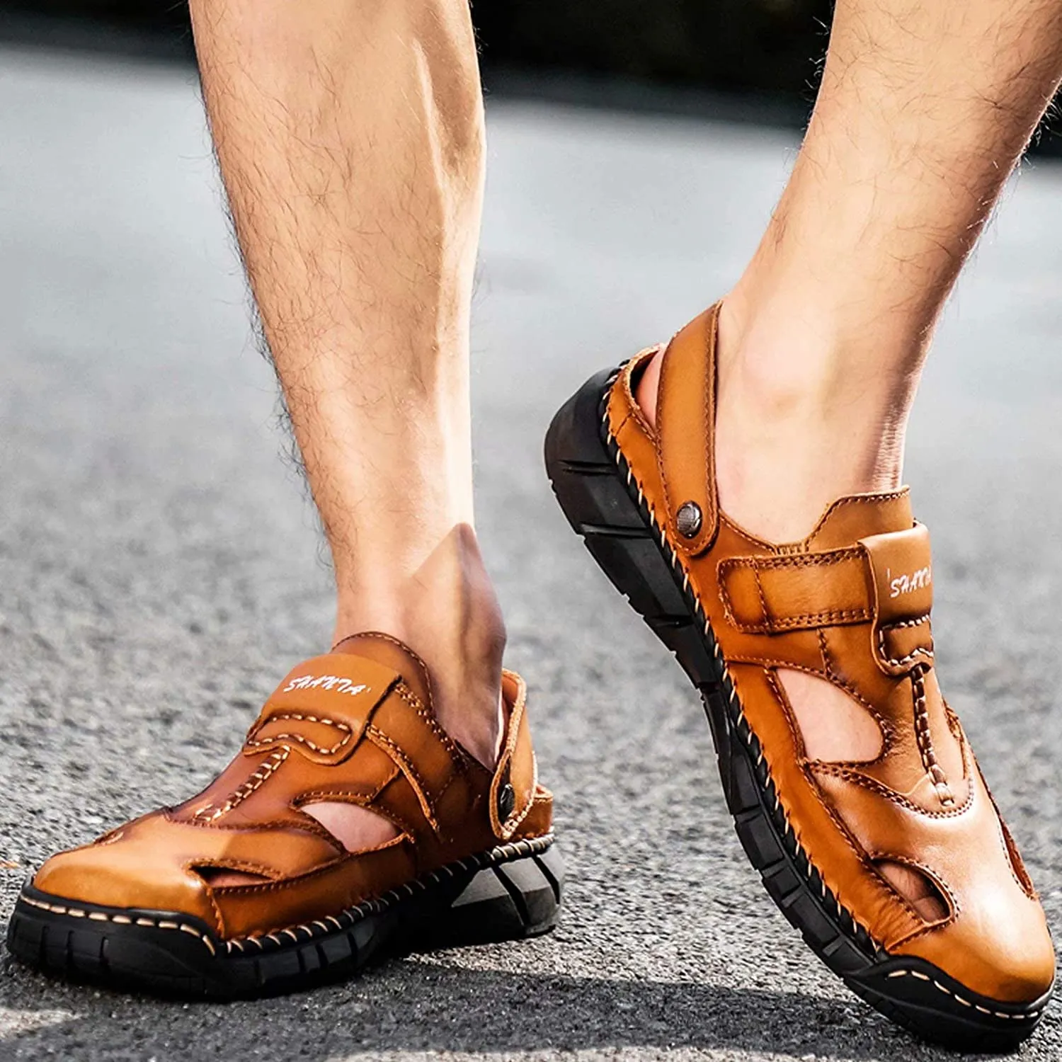 Herren Frühling Sommer Geschlossen Klettverschluss Sandalen