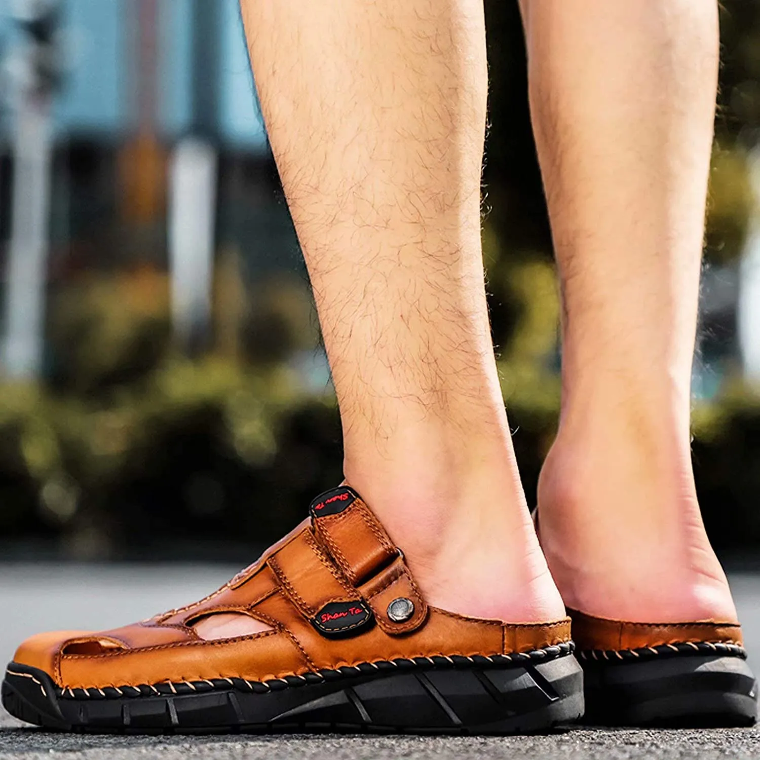 Herren Frühling Sommer Geschlossen Klettverschluss Sandalen