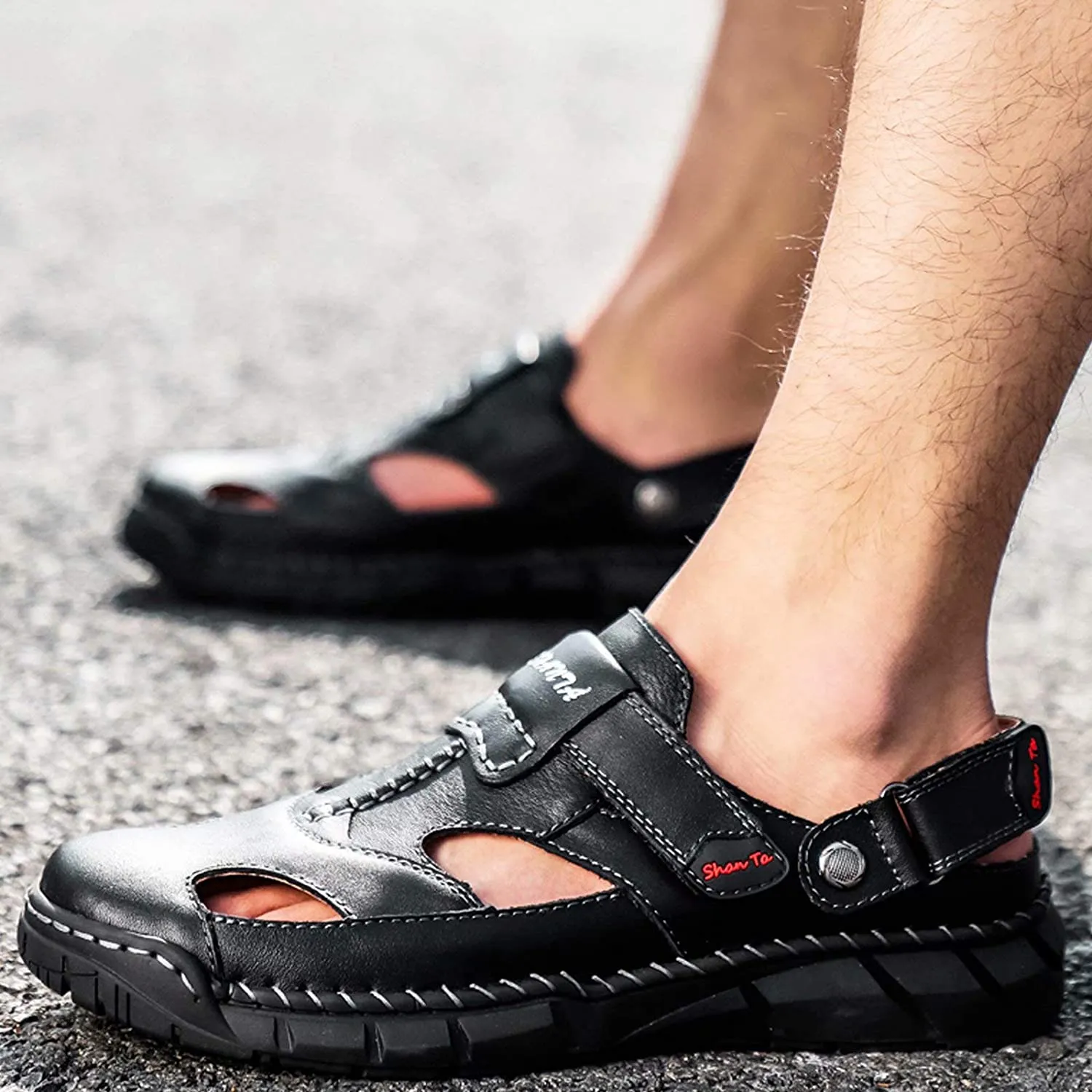 Herren Frühling Sommer Geschlossen Klettverschluss Sandalen