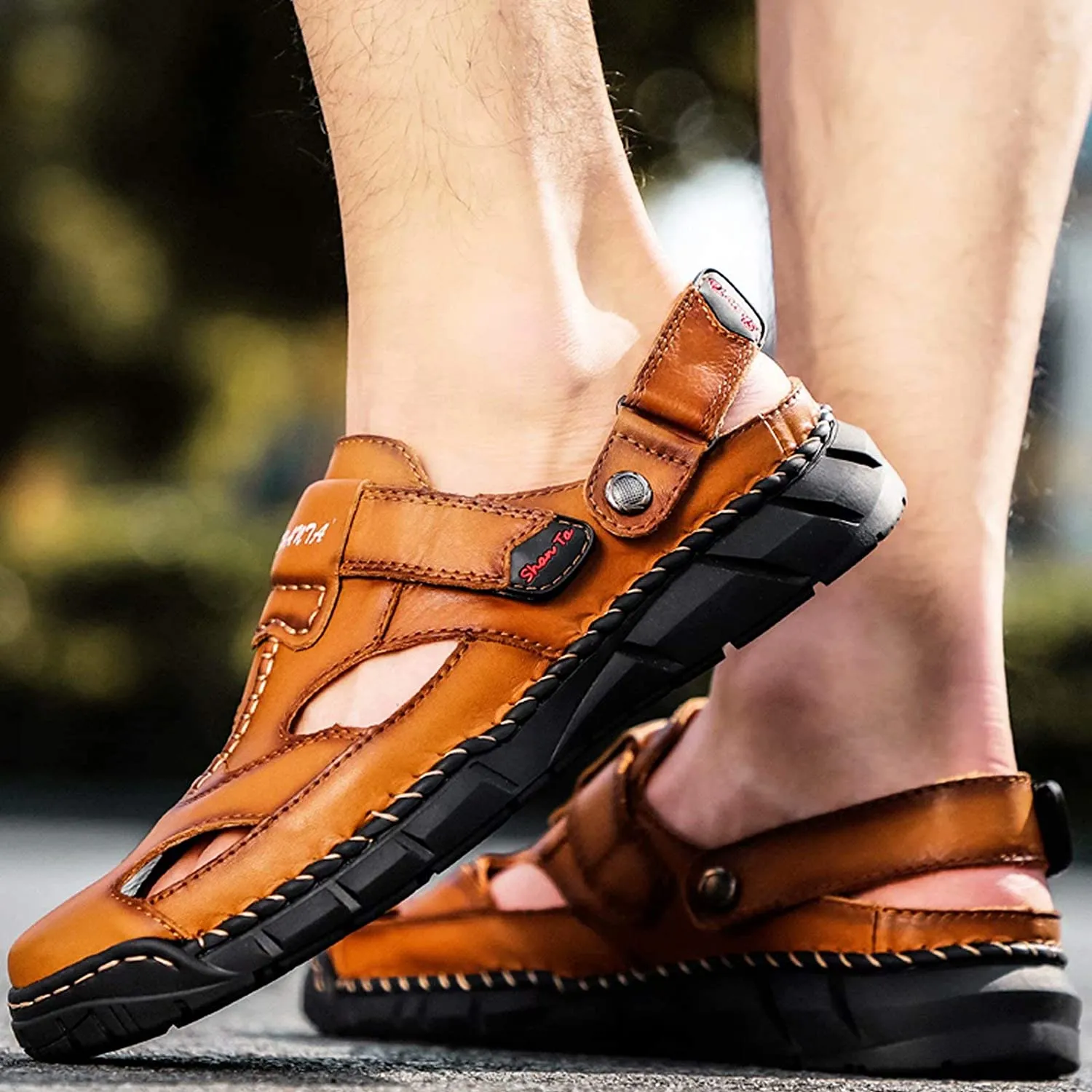 Herren Frühling Sommer Geschlossen Klettverschluss Sandalen