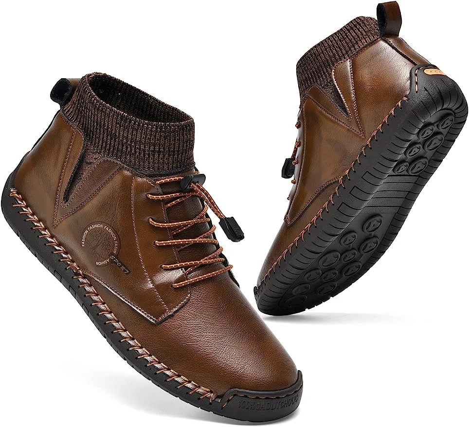 Herren-Leder-Loafer, modisch, lässig, Slip-Fahrer-Loafer-Schuhe, Knöchel-Chukka-Stiefel für Herren