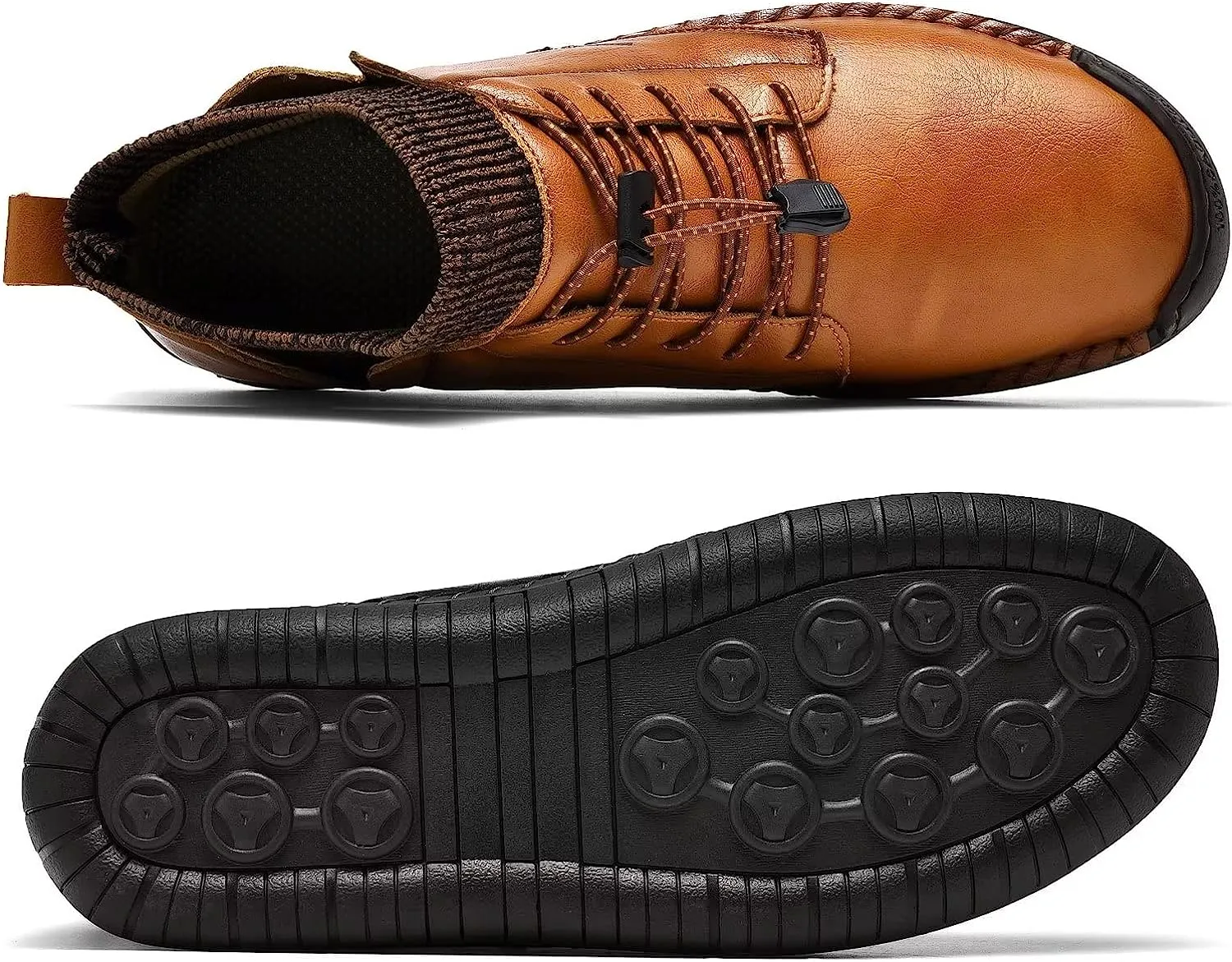 Herren-Leder-Loafer, modisch, lässig, Slip-Fahrer-Loafer-Schuhe, Knöchel-Chukka-Stiefel für Herren