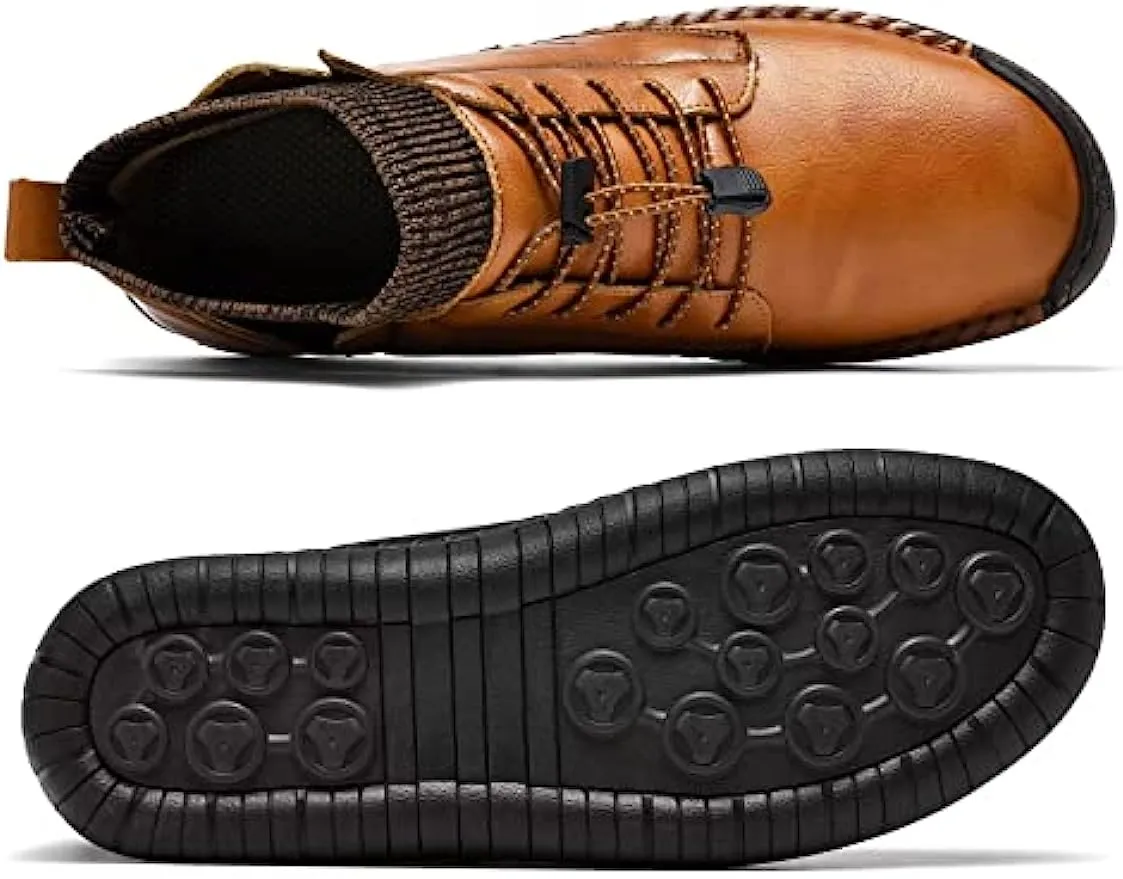 Herren-Leder-Loafer, modisch, lässig, Slip-Fahrer-Loafer-Schuhe, Knöchel-Chukka-Stiefel für Herren