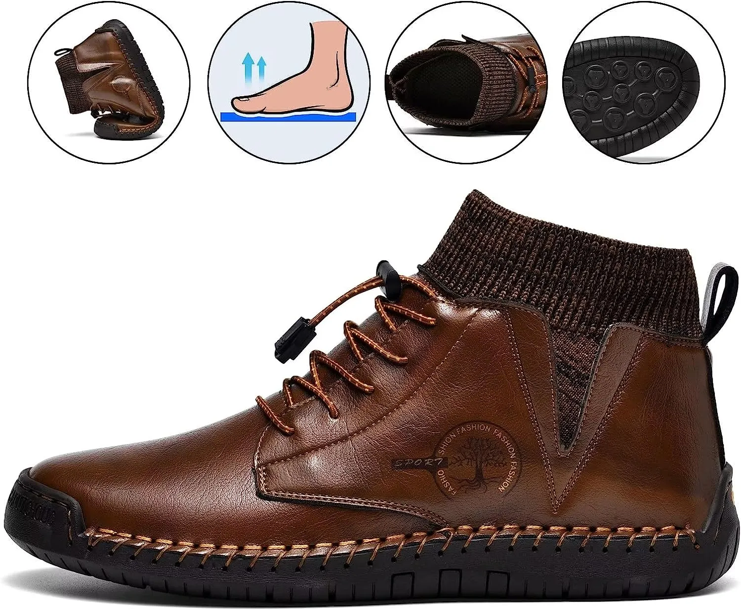 Herren-Leder-Loafer, modisch, lässig, Slip-Fahrer-Loafer-Schuhe, Knöchel-Chukka-Stiefel für Herren