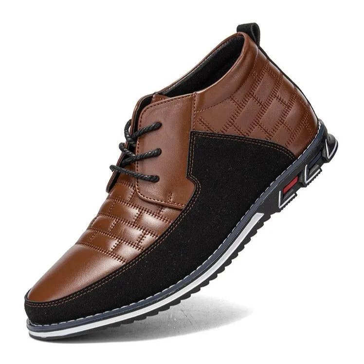 Herren runde Zehen schnüren Business Casual Leder Stiefeletten