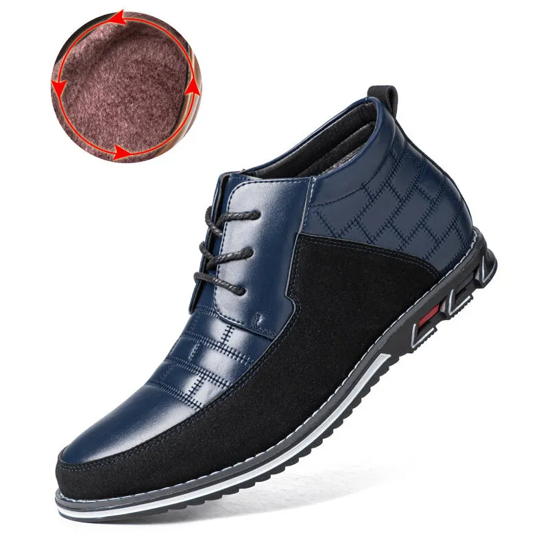 Herren runde Zehen schnüren Business Casual Leder Stiefeletten