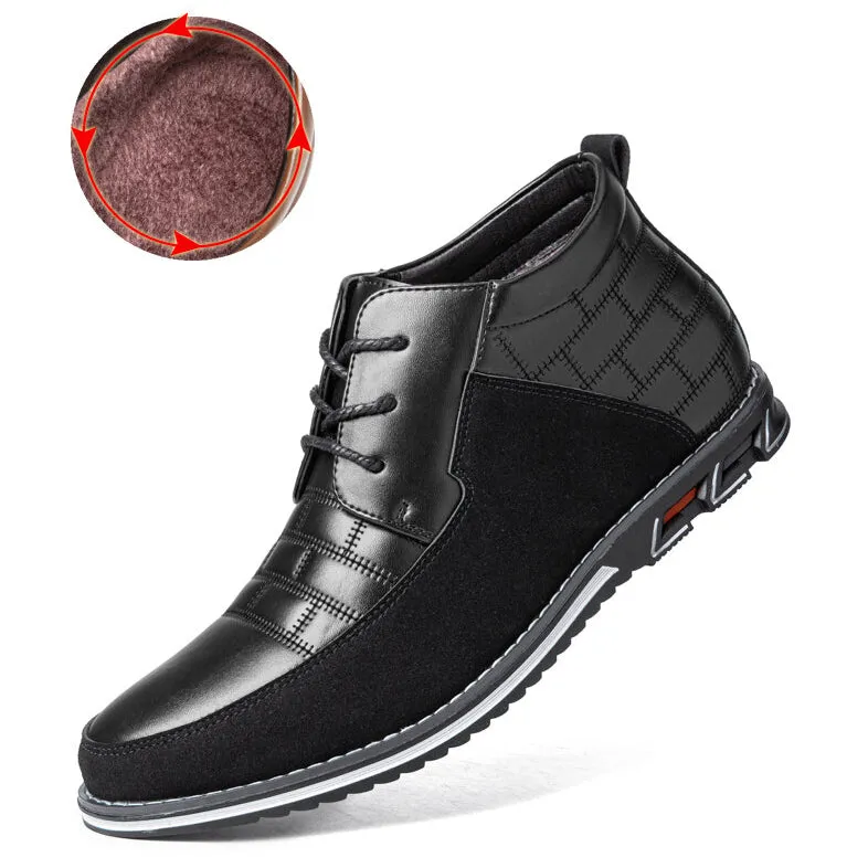 Herren runde Zehen schnüren Business Casual Leder Stiefeletten