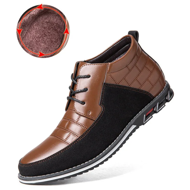 Herren runde Zehen schnüren Business Casual Leder Stiefeletten