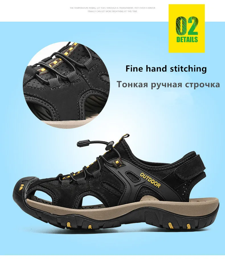 Herren Sandalen Outdoor Rutschfeste Herren Strand Sandalen Handgefertigte Echtleder Herrenschuhe Mode Herren Turnschuhe