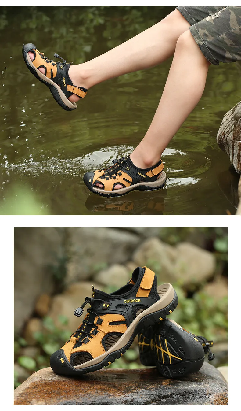 Herren Sandalen Outdoor Rutschfeste Herren Strand Sandalen Handgefertigte Echtleder Herrenschuhe Mode Herren Turnschuhe