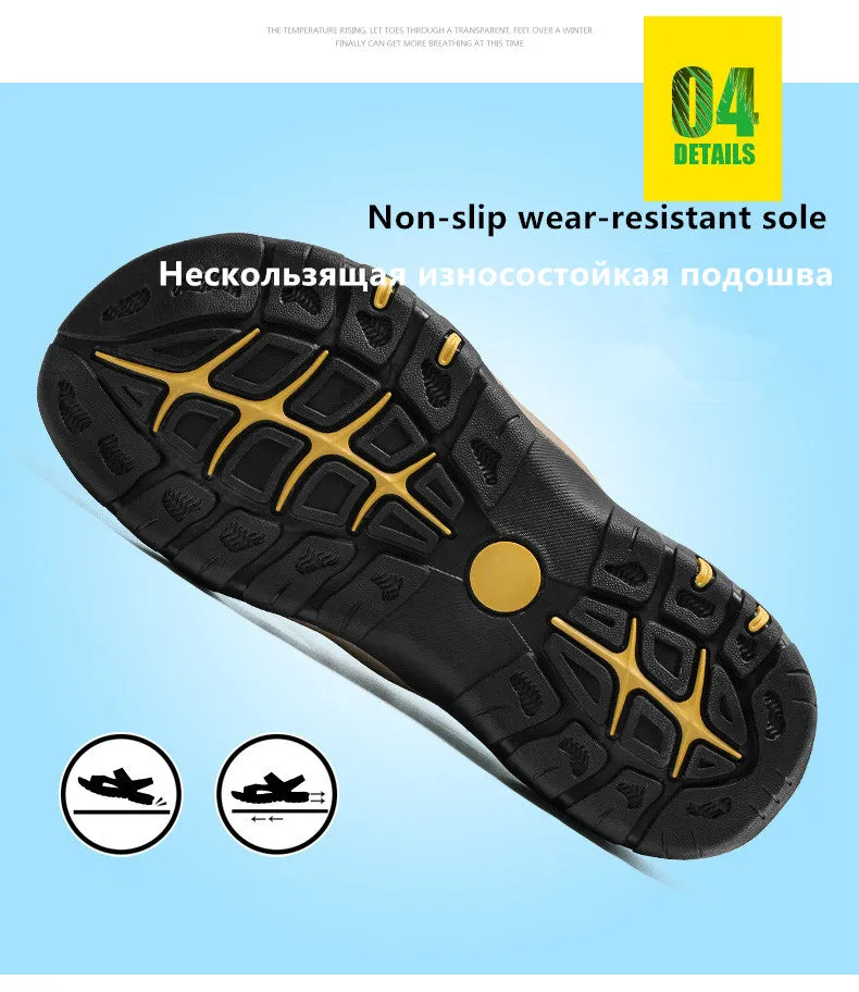 Herren Sandalen Outdoor Rutschfeste Herren Strand Sandalen Handgefertigte Echtleder Herrenschuhe Mode Herren Turnschuhe