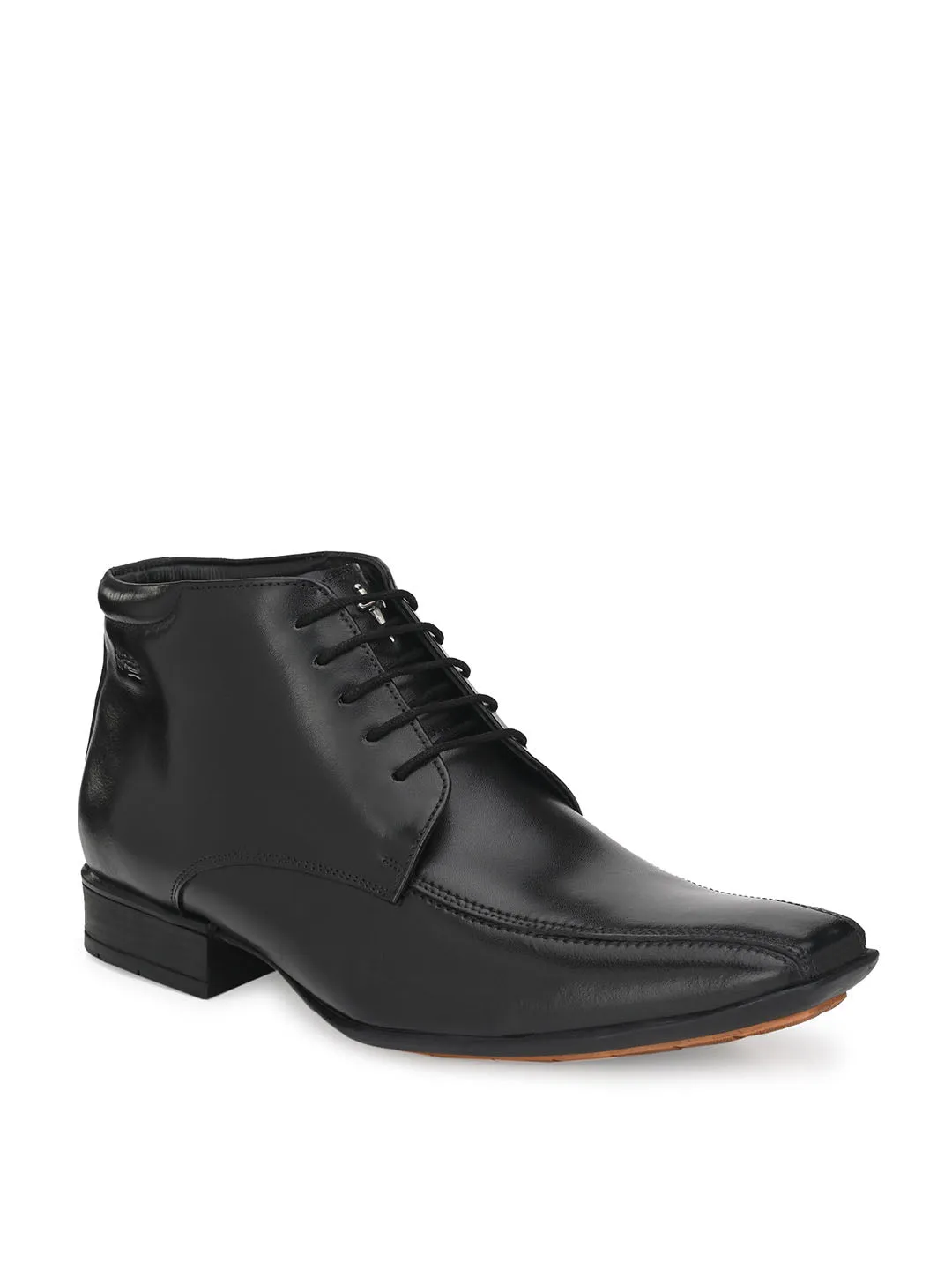 Hitz Men's Black Leather Derby Ankle Boot Shoes