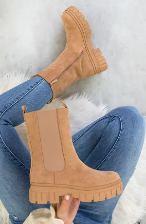 Hoge Chelsea Boots Suède Camel